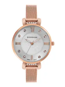 GIORDANO Women Embellished Dial & Stainless Steel Straps Analogue Watch GZ-60075-22