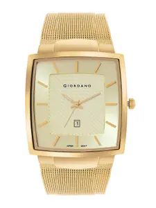 GIORDANO Patterned Dial & Stainless Steel Straps Analogue Watch GZ-50071-44