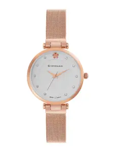 GIORDANO Women Embellished Dial & Stainless Steel Straps Analogue Watch GZ-60074-22