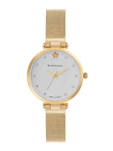 GIORDANO Women Embellished Dial & Stainless Steel Straps Analogue Watch GZ-60074-11
