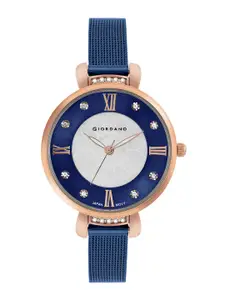 GIORDANO Women Embellished Dial & Stainless Steel Straps Analogue Watch GZ-60075-33