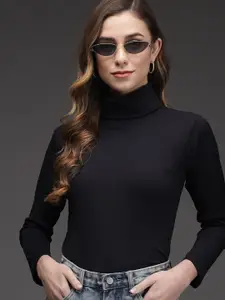 BAESD Turtle Neck Ribbed Cotton Pullover