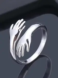 VIEN Set of 4 Silver-Plated & AD Finger Rings