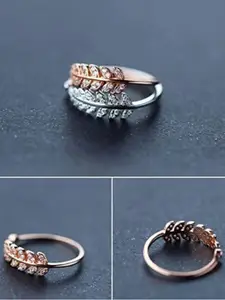 VIEN Set Of 2 Stone-Studded Adjustable Finger Rings