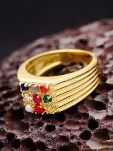 Voylla Men Gold-Plated Navratan Ring