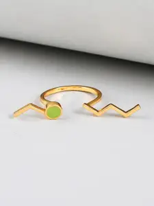 Voylla Gold-Plated & Stone Studded Benzene Waves Enamelled Open Finger Ring