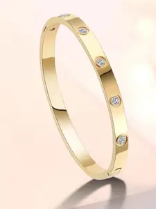 MYKI Women Cubic Zirconia Gold-Plated Bangle-Style Bracelet
