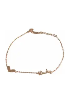 MYKI Women Rose Gold Cubic Zirconia Rose Gold-Plated Charm Bracelet