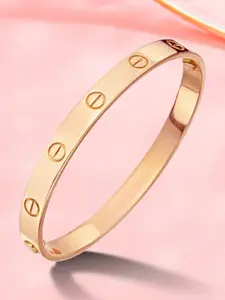 MYKI Women Rose Gold-Plated Cubic Zirconia Bangle-Style Bracelet