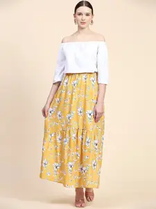 Rudra Fashion Floral Printed A-Line Maxi Skirts