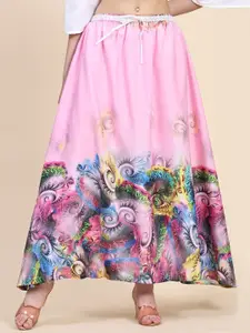 Rudra Fashion Abstract Printed Flared Maxi Skirts