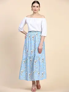 Rudra Fashion Floral Printed A-Line Maxi Skirts