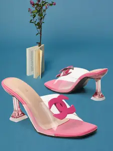 madam glorious Embellished Open Toe Block Heels