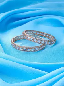 Yellow Chimes Set Of 2 Rose Gold-Plated AD-Studded Bangles