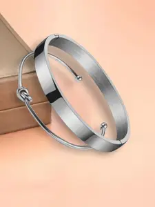MYKI Set Of 2 Silver-Plated Bangle Style Bracelet