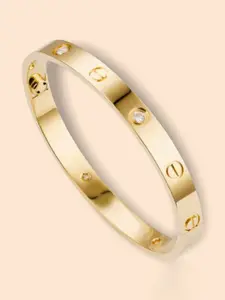 MYKI Women Gold-Toned Plated Cubic Zirconia Bangle-Style Bracelet