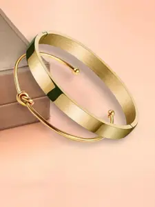 MYKI Set Of 2 Gold-Plated Kada Bracelets