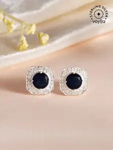 Voylla Rhodium-Plated 925 Sterling Silver Cubic Zirconia Contemporary Studs Earrings