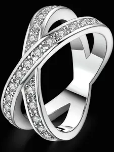 MYKI Silver-Plated & CZ Studded Ring