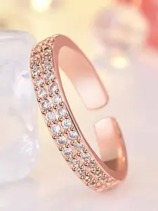 MYKI Rose Gold-Plated CZ-Studded Adjustable FingerRing