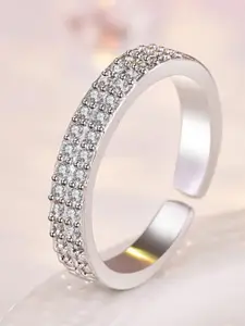 MYKI Silver-Plated Stone Studded Finger Ring