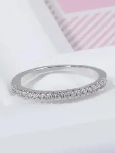 MYKI Silver-Plated CZ-Studded Finger Ring