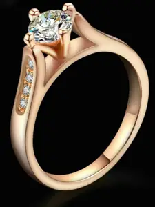 MYKI Rose Gold-Plated CZ-Studded Finger Ring