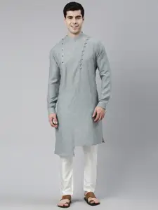 TheEthnic.Co Regular High Neck Asymmetrical Kurta with Pyjamas