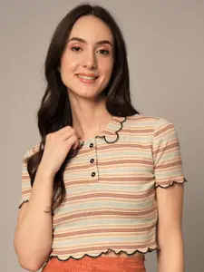 Yaadleen Striped Pure Cotton Crop Top