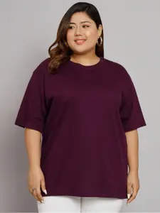 Funday Fashion Drop-Shoulder Sleeves Oversized Loose Cotton T-Shirt