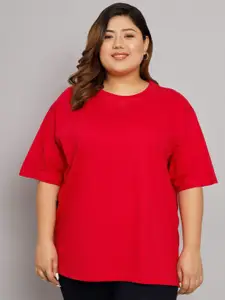 Funday Fashion Drop-Shoulder Sleeves Oversized Loose Cotton T-Shirt