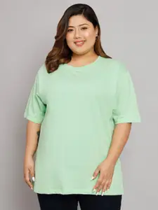 Funday Fashion Drop-Shoulder Sleeves Oversized Loose Cotton T-Shirt