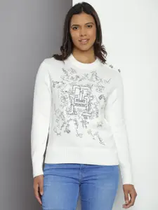 Tommy Hilfiger Pure Cotton Floral Embroidered Pullover Sweaters