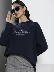 Tommy Hilfiger Brand Logo Embroidered Pure Cotton Sweatshirt