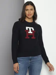 Tommy Hilfiger Brand Logo Embroidered Pure Cotton Sweatshirt