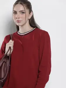 Tommy Hilfiger Solid Round-Neck Pure Cotton Sweatshirt