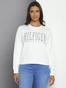 Tommy Hilfiger Brand Logo Printed Pure Cotton Pullover Sweatshirt