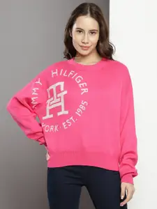 Tommy Hilfiger Brand Logo Embroidered Pure Cotton Pullover Sweater