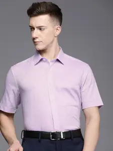 Louis Philippe Self Design Slim Fit Cotton Linen Formal Shirt