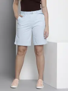 Tommy Hilfiger Women Solid High-Rise Shorts With Fabric Belt