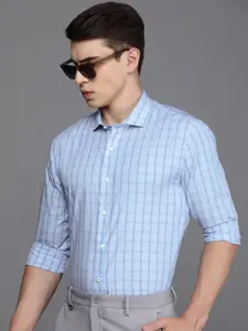 Louis Philippe Ath.Work Pure Cotton Super Slim Fit Checked Semiformal Shirt