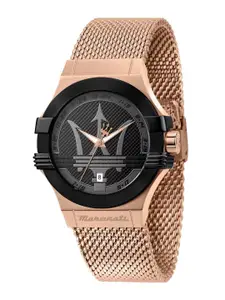 Maserati Men Round Textured Dial & Bracelet Style Straps Analogue Watch R8853108009