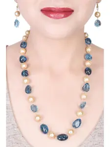 RATNAVALI JEWELS Gold-Plated Quartz-Studded Necklace & Earrings