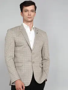 Avaeta Checked Notched Lapel Long Sleeves Double-Breasted Blazer