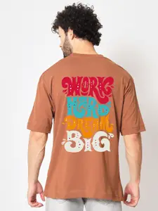 Imsa Moda Typography Printed Drop-Shoulder Sleeves Cotton Oversized Longline T-shirt