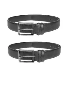 ZEVORA Men Pack Of 2 Textured Leather Formal Belt