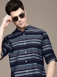 French Connection Slim Fit Multi Striped Pure Cotton Casual Shirt