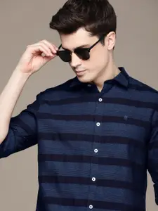 French Connection Slim Fit Self Design Multi Striped Pure Cotton Casual Shirt