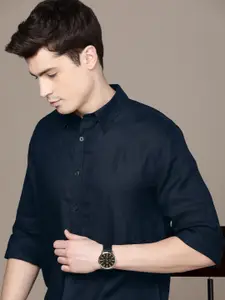 French Connection Solid Slim Fit Pure Linen Casual Shirt