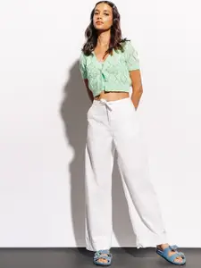 FREAKINS Women White Straight Fit High-Rise Clean Look Jeans